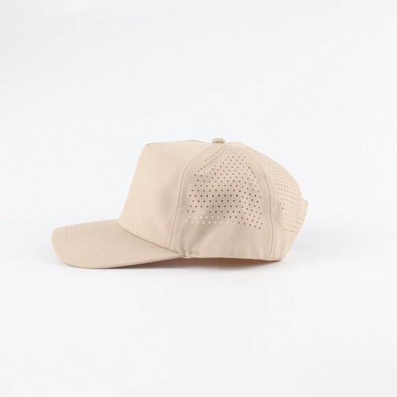 Blank 5 Panel Performance Structured Hats- 12 pack in Color Beige - Picture 6 of 7